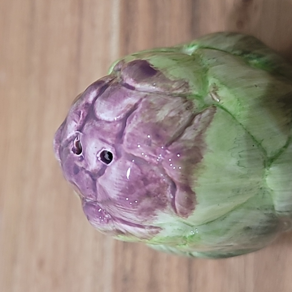 Fitz and Floyd Purple and Green Ceramic Artichoke - Picture 3 of 3